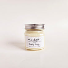 Load image into Gallery viewer, Country Cottage soy candle in mason jar – blueberry muffin, vanilla and lemon scent