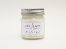 Load image into Gallery viewer, Lavender & Lace soy candle – lavender and vanilla scent in mason jar